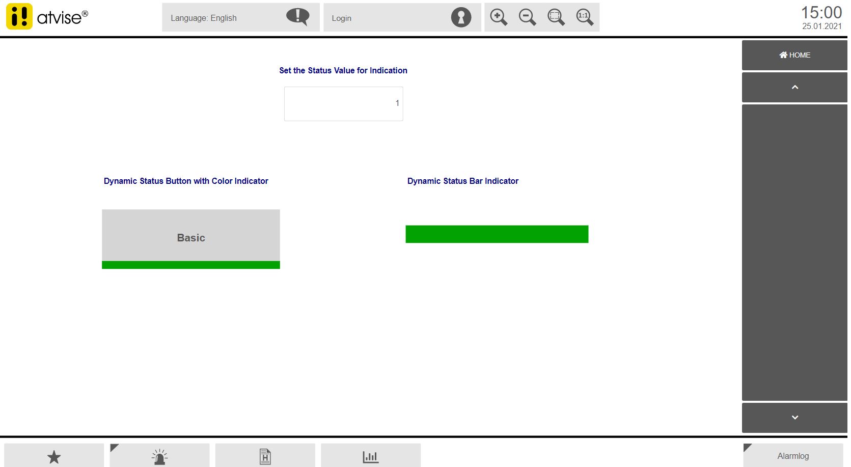 button dynamic status indicator